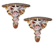 Italian Grotto Baroque Style Carved Giltwood Wall Brackets picture