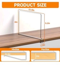 10 Pack Clear Acrylic Shelf Divider for Closet Organization Fits Up To 1in Shelf picture