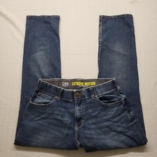 New Lee Extreme Motion Jeans Straight Fit Mens 30/32 Blue Elastic Waist Comfort picture