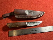 Custom Hand Forged Carbon Steel Bushcraft Knife Hardwood Handle Bear Paw Sheath picture