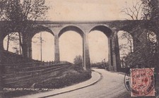GB GV 1925 GV 1½d on superb postcard (Church End Finchley – The Viaduct) tied by picture