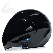 Motorcycle Bluetooth Modular Helmet, DOT Approved Dual Visor Full Face Flip up B picture