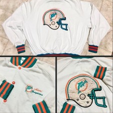 Vintage 1986 Miami Dolphins Embroidered Jacket Artex By Jostens MED Snap Front picture