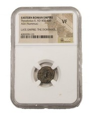 NGC VF Roman AE4 of Theodosius II (AD402 -450) VERY FINE NGC Ancients Certified picture