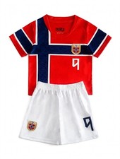 soccer jersey ,Erling Haaland 9 Norway Soccer Kit Shirt + Shorts Kids Youth Adul picture