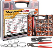 560Pc Single Ear Hose Clamp Kit Stainless Steel Plier&Cutter 22 Sizes 5.3-36.1mm picture