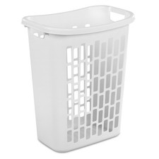 Mainstays Rectangular Open Plastic Laundry Hamper Narrow Spaces,White,Adult. picture