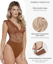 Popilush Lace Body Suits Women - Tank Top Thong Shapewear Tummy Control Brown picture