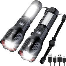 Flashlight Rechargeable High Lumens 1,500,000L 2 Packs with 6 Modes picture