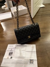 Chanel Classic Medium Double Flap Bag Black Caviar Brushed Gold HW Authenticated picture