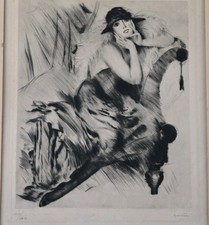 Antique Carl Joseph Bauer Signed Original Art Deco Drypoint Etching Print 1920's picture