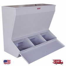 Plaster Bin 3-Compartment w/ Cover Gray Steel Wall or Benchtop Dental Lab Use picture