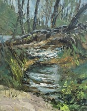 Original New England Stonewalls. Acrylic Impressionist Painting Canvasboard picture