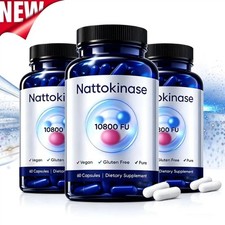 3 PACK Nattokinase Supplement - 10800 FU 60 Capsules Per Serving US STOCK picture