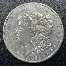 1884 S Morgan Silver Dollar $1 AU About Uncirculated Semi-Key Date picture