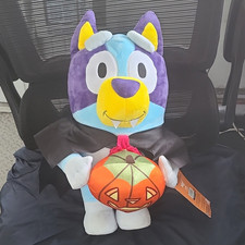 Gemmy Bluey Halloween Greeter Plush Dog w/ Cape & Pumpkin Tag 2025 551321 picture