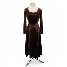 VTG Brown Velvet Long Sleeve Maxi Dress Sz S Ethereal Whimsigoth Romantic Witchy picture