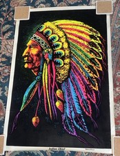 Vintage 1972 Indian Chief by Velva Print Blacklight Poster AA Sales Inc picture