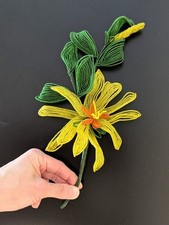 Large Vintage French beaded flower, Yellow picture