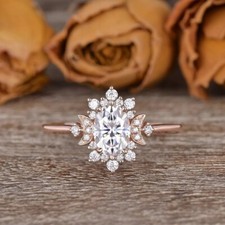 Unique Design Total 2.72 CT Halo Oval Shape Moissanite Women's Anniversary Ring picture