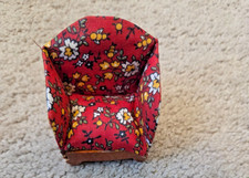 RARE NOS KAGE CO. UPHOLSTERED RED CLUB CHAIR DOLLHOUSE FURNITURE 30'S 40'S  picture