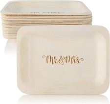 Mr. and Mrs. Disposable Wedding Plates – Rustic, Compostable Alternative to picture