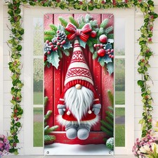 Christmas Door Cover 35x71 Inch Gnome Wreath Holiday Decor Christmas door BANNER picture