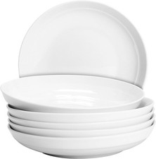 Set of 6 Dinner Plates 8 Inch, White Porcelain Plates, Microwave Oven Dishwasher picture