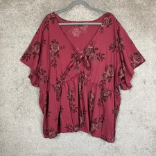 Torrid Blouse Womens 6 Floral Cotton Stretch Pullover Short Sleeve- 5204 picture