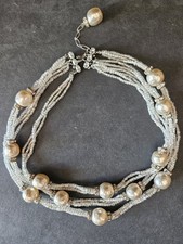 VTG Signed Sandor Co real pearls, glass beads, rhinestone Necklace Choker  Rare picture