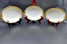 Antique 3 Nippon Noritake Christmas Ball 175 Handled Bowls Mint Gold Moriage Set picture