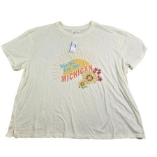 Maurices Graphic Tee Women 1X Cream Wish You Were Here Michigan Sunflower Gift picture