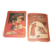 Lot of 2 Antique McLoughlin Bros Childrens Books 1901 Little Maya Diamonds Toads picture