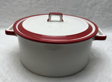 Dutch Oven Chelsea Porcelain Pot Mini Casserole White Red Bands American Atelier picture