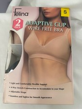 Felina Adaptive Cup Wireless Bra 2-Pack Seamless Tagless S Beige/Black C6612 picture