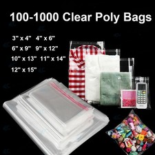 100-1000 Clear Poly Bags Resealable T-Shirt/Apparel Self Sealing Cello Bag 7Size picture