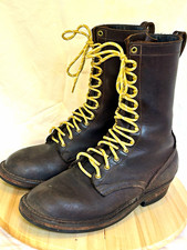 Nick's Men's Handmade Logger Boots Brown Leather US 11F picture