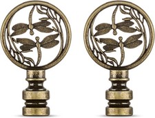 Lamp Finials Antique Brass - 2 Packs, Dragonfly Design Solid Metal Finials for picture