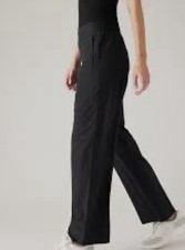 Athleta Brooklyn Heights High Rise Trouser Sz 10 Black Travel Relaxed 30x31 picture