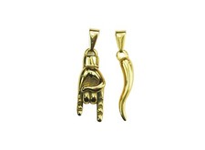 Mano Cornuto Cornicello Italian Malocchio Charms Gold Plated Stainless Hand Horn picture