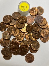 1957-D LINCOLN WHEAT CENT PENNY ROLL,50 VERY NICE COINS AU or better condition picture