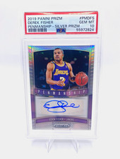 Panini Prizm 2019-20 Derek Fisher Penmanship Silver Prizm Auto PM-DFS PSA 10 picture