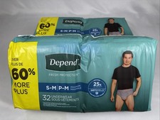 Depend Fresh Protection Men's Incontinence Underwear, Max Absorb, S/M, 64 Count picture