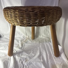 Cliff Cornell Stool Wicker Wood Vintage Famous Fluxe Co Cleveland OH picture