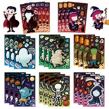 8Sheets Cartoon Halloween Party Puzzle Stickers Make-A-Face DIY Assembly Childre picture