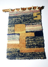 Mini Hand-woven Tapestry Handspun Wool On Cotton Warp 6x9 Artisan Rustic  picture