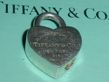 PLEASE RETURN TO TIFFANY & CO STERLING HEART PADLOCK CHARM- OPENS & CLOSES picture
