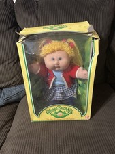 1985 Cabbage Patch Kid Blonde Hair Blue Eyes Outfit with Birth Certificate  picture