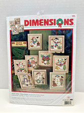 Dimensions Kit #8623 SNOW PALS ORNAMENTS Stamped Cross Stitch Set of 9 picture