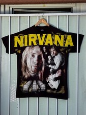 Vintage Nirvana Kurt Cobain Memorial All Over Print Tee XL Giant Tag USA 90s picture